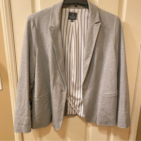Adrianna Papell sweatshirt blazer size large, soft gray pinstripe lining NWOT - Picture 6 of 17